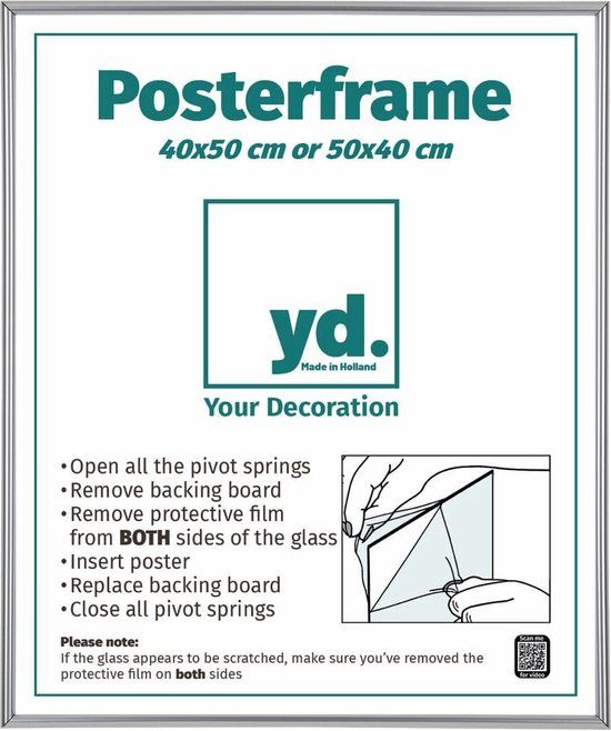 Posterlijst 40x50 cm - Kunststof - Zilver Hoogglans - Paris