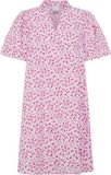 ICHI IHQWIN DR4 Dames Mini Jurk Katoen Kort Gebloemd V-hals Korte Mouw Lichtroze/Azalea Flower Maat 36
