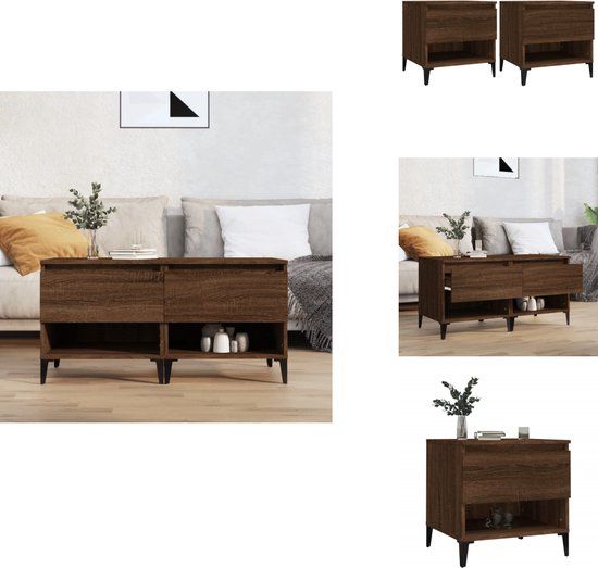 vidaXL Bijzettafels 2 stuks 50x46x50 cm Bewerkt Hout Bruin Eikenkleur