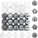 vidaXL Kerstballenset - 50 st - Wit en Grijs - 8 cm - Polystyreen
