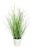 Kunstgras struik in witte pot 45 cm - kunstgras decoratie groen