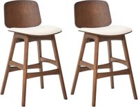 Beliani CHARLESTON - Set van 2 barstoelen - Bruin/Lichtbeige - Rubberhout