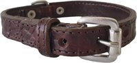 ALOKÉ Hondenhalsband - Leder Crocomotief - Donkerbruin - S - 24,5-30 cm