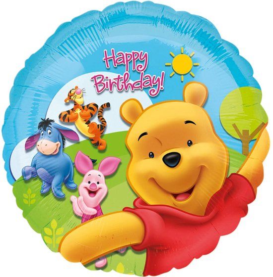 Standaard Riethmüller Folieballon - Winnie de Poeh & Vrienden - Happy Birthday - 45 cm