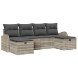 vidaXL - Tuinbank - Set - 6 - st - Lichtgrijs - poly - rattan