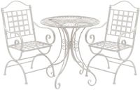 CLP Ensemble de meubles de jardin Viro - 3 pièces - Table ronde - 2 chaises antique/blanc