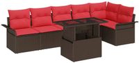 vidaXL Tuinbank - Set - 7-zits - Bruin - Polyrattan