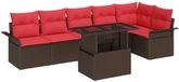 vidaXL Tuinbank - Set - 7-zits - Bruin - Polyrattan