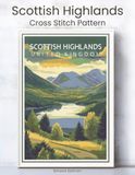 Scottish Highlands Cross Stitch Pattern: A Full Coverage Vintage Travel Poster
