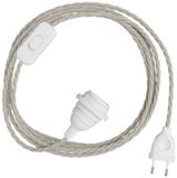Creative Cables Snakebis Twisted E27 Douille pour abat-jour. Câble gainé de tissu et prise bipolaire 1,8 m transparent