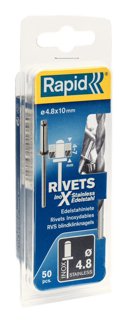 Rapid 5000396 Klinknagels - Roestvrijstaal - 50 stuks
