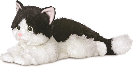 Aurora Knuffelkat Ellie Flopsie 30,5 Cm Zwart/wit