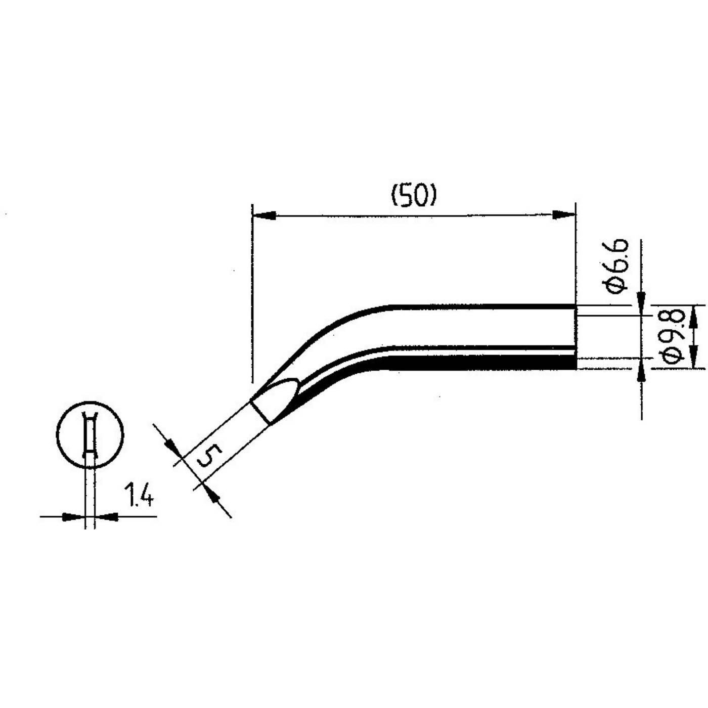 ERSA ERSADUR 0832RD continue soldeerpunt schuin beitelvormig 5,0 mm breed met ERSADUR-coating