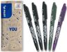 PILOT - Set van 5 FriXion Ball 07 - Uitwisbare pen met warmtegevoelige inkt - Navulbare rollerbalpen - 3 zwarte, 1 groene, 1 paarse - Medium punt