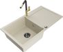 Mexen Leo évier en granit 1 cuve avec égouttoir et mitigeur de cuisine Flora, beige