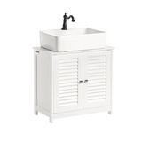 SoBuy Meuble sous lavabo - Meuble de salle de bain avec 2 portes et 2 étagères - Armoire de salle de bain Blanc, 60x35x58cm, FRG237-W