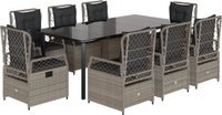 vidaXL 9-delige dining loungeset met kussens polyrattan lichtgrijs