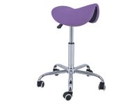 QUIRUMED Kruk Pony 5 wielen, verchroomde sokkel, paars, bekleding van kunstleer, in hoogte verstelbaar, licht, ergonomisch design, draaibaar, tot 150 kg