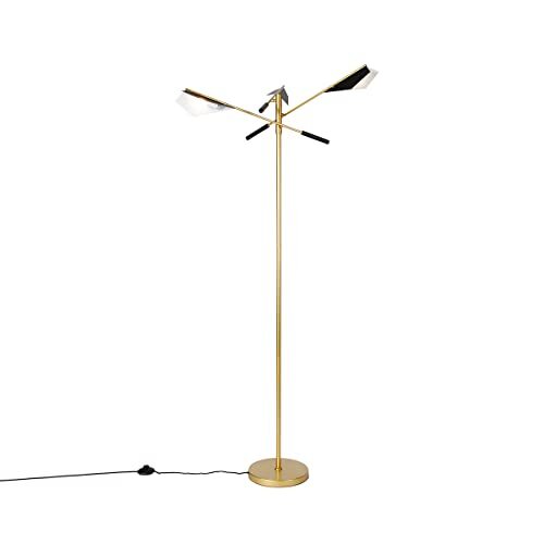 QAZQA - Design vloerlamp zwart met goud 3-lichts - Sinem | Woonkamer | Slaapkamer | Keuken - Staal - G9 Geschikt voor LED - Max. 3 x 28 Watt