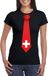 Bellatio Decorations Shoppartners Bv Zwart t-shirt met Zwitserse vlag stropdas dames - Zwitserland supporter XS