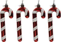 Decoris Kaemingk B.V. 12x Kerstboomhangers rood/witte zuurstokken 12 cm kerstversiering