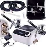 Technic Dubbele Aerograaf Compressor Set met 0.3mm Spuitmonden