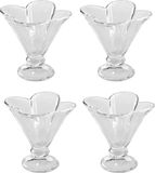 Intirilife Set van 4 Ijsschalen van glas - 12.2 x 11.2 cm - 4 x 200 ml - Ijsglazen, dessertbekers met voet