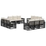 vidaXL Tuinbank - Set - 12 - st - Zwart - en - Crème - Wit - poly - rattan