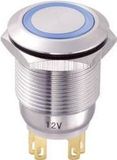 TRU COMPONENTS TC-8904668 LAS1-GQ-11E/B/12V Vandalismebestendige druktoets 250 V/AC 3 A 1x uit/(aan) Moment Blauw 1 stuk(s)