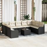 Maison Exclusive - Set de 10 bancs de jardin, noir, en polyrotin