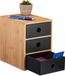 Relaxdays bureau organizer, 3 ruime lades, bamboe, MDF, HxBxD: 21x15x20 cm, kantoor, werkkamer en thuis, natuur/zwart