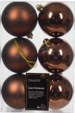 Decoris Kerstbal kunststof d8 cm esprss 6st kerst bruin