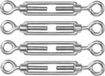 AMIG Spanschroeven/draadspanner met oog/oog - 4x - 11cm - 316L RVS - 120kg - M6 schroefdraad