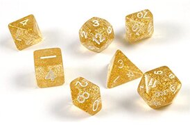 shibby - 7 polyhedral glitter dobbel stenen voor rol- en tafelspellen in Goud met zakje