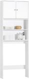 SoBuy BZR165-W Badkamermeubel - Wit Houten Compositie met 2 Deuren & Planken