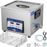 VEVOR Ultrasoonreiniger, 15 liter, digitaal ultrasoon reiniger voor onderdelen, met verwarming, timer