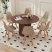 Table de salle à manger en hêtre massif avec 6 chaises - Ensemble de salle à manger 7 pièces - Table en bois de 120 cm - Hêtre massif - Style moderne et minimaliste - Marron foncé, beige