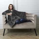 HOME DECO FACTORY Poncho - Plaid - Capuchon - Grijs - Warm - Snuggle Hoody