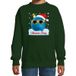 Bellatio Decorations Foute kersttrui / sweater Christmas party met coole / stoere kerstbal - groen voor jongens - kerstkleding / christmas outfit 122/128