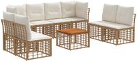 vidaXL - Bankenset - 9-delig - Polyester - Naturel/Crème Wit
