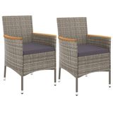 VidaXL 3-delige Tuinset met Kussens, Poly Rattan, Grijs
