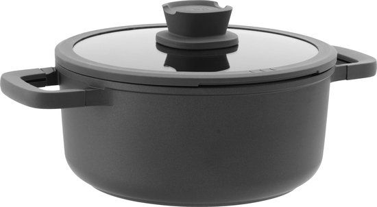 BergHOFF LEO Kookpot antikleef met deksel Stone+ - Ø 24x11cm - Grijs