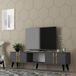 Hanah Home Stijlvolle tv-standaard, antraciet en goud, 150 cm x 44,6 cm x 29,6 cm, 100% melamine gecoat verdeelbord, 18 mm dik, modern design voor de woonkamer
