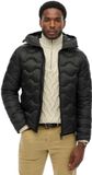 Superdry - Gewatteerde jas met capuchon en golvend patroon - Heren - XXXL - Zwart