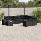 Maison Exclusive - Ensemble de meubles de jardin 10 pièces avec canapé et coussins, noir, en polyrotin