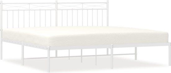 vidaXL Bedframe met hoofdbord metaal wit 183x213 cm