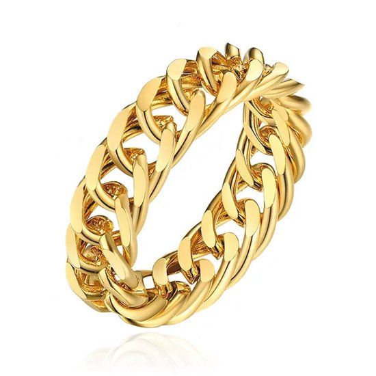 Cilla Jewels Damesring met Cuban Link Schakel - Goudkleurig - 18mm