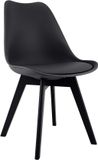 CLP Linares Eetkamerstoel - Design Keukenstoel - Scandinavisch Kuipstoel - Houten Poten Kunststof/zwart/zwart