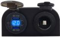 ProRide Prise USB C 12V 3 Ports Montage en surface avec interrupteur/voltmètre - QC3.0 - avec prise allume-cigare 12/24V - Bleu