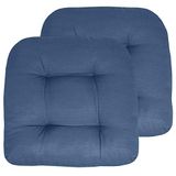 Sweet Home Collection Terraskussens Outdoor Stoel Pads Premium Comfortabele Dikke Vezel Vulling Getuft 19" x 19" Stoelhoes, 2 Count (Pack van 1), Blauw